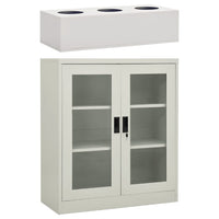 Thumbnail for Büroschrank mit Pflanzkasten Hellgrau 90x40x128 cm Stahl