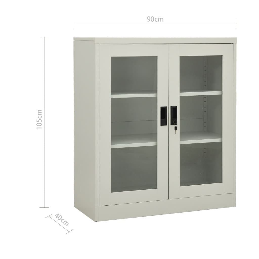 Büroschrank mit Pflanzkasten Hellgrau 90x40x128 cm Stahl