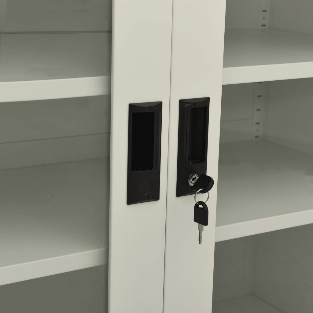 Büroschrank mit Pflanzkasten Hellgrau 90x40x128 cm Stahl