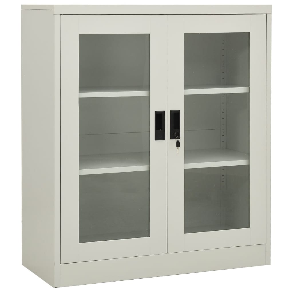 Büroschrank mit Pflanzkasten Hellgrau 90x40x128 cm Stahl