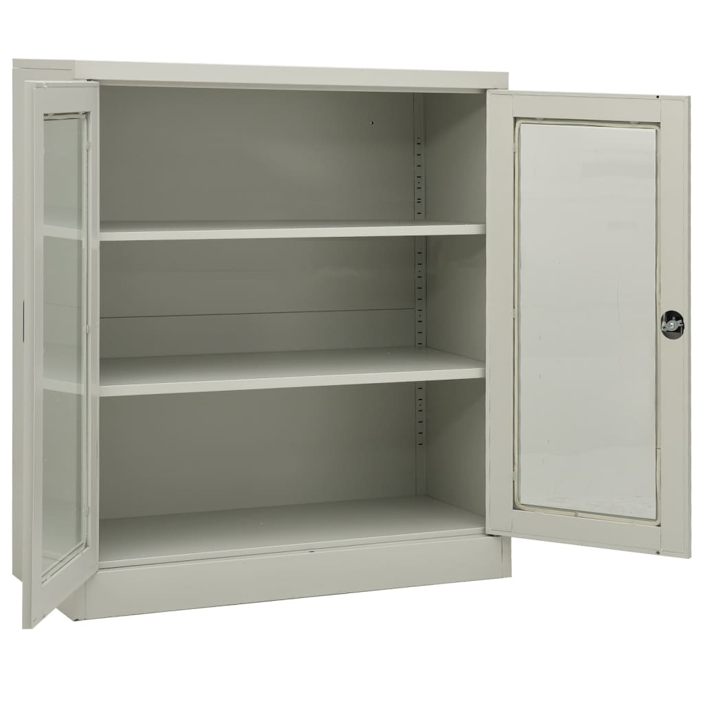 Büroschrank mit Pflanzkasten Hellgrau 90x40x128 cm Stahl