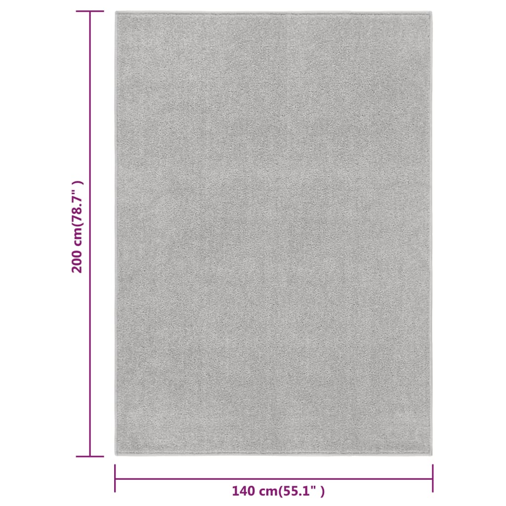 Teppich Kurzflor 140x200 cm Hellgrau