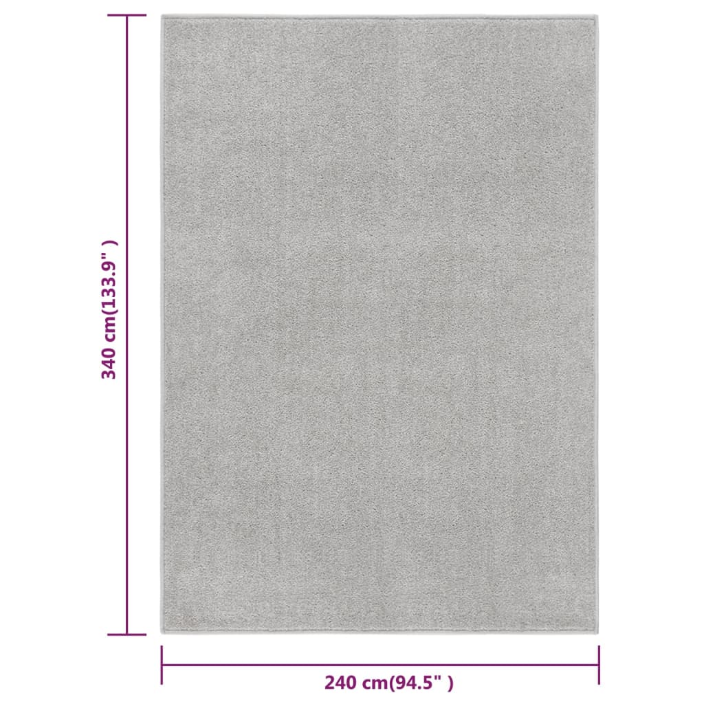 Teppich Kurzflor 240x340 cm Hellgrau