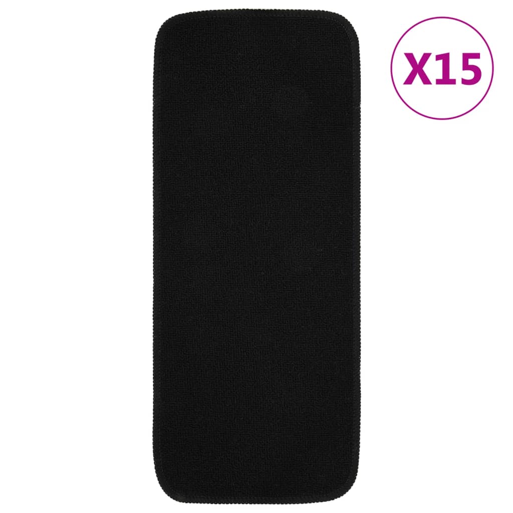 Treppenstufenmatten 15 Stk. 60x25 cm Schwarz Anti-Rutsch