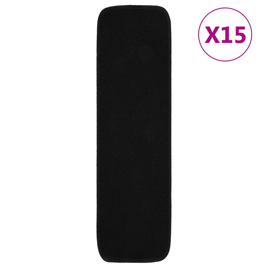 Treppenstufenmatten 15 Stk. 75x20 cm Schwarz Anti-Rutsch