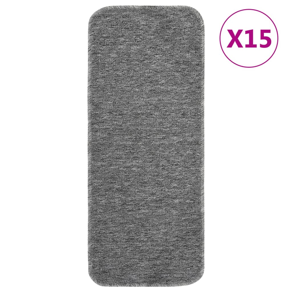 Treppenstufenmatten 15 Stk. 60x25 cm Grau Anti-Rutsch