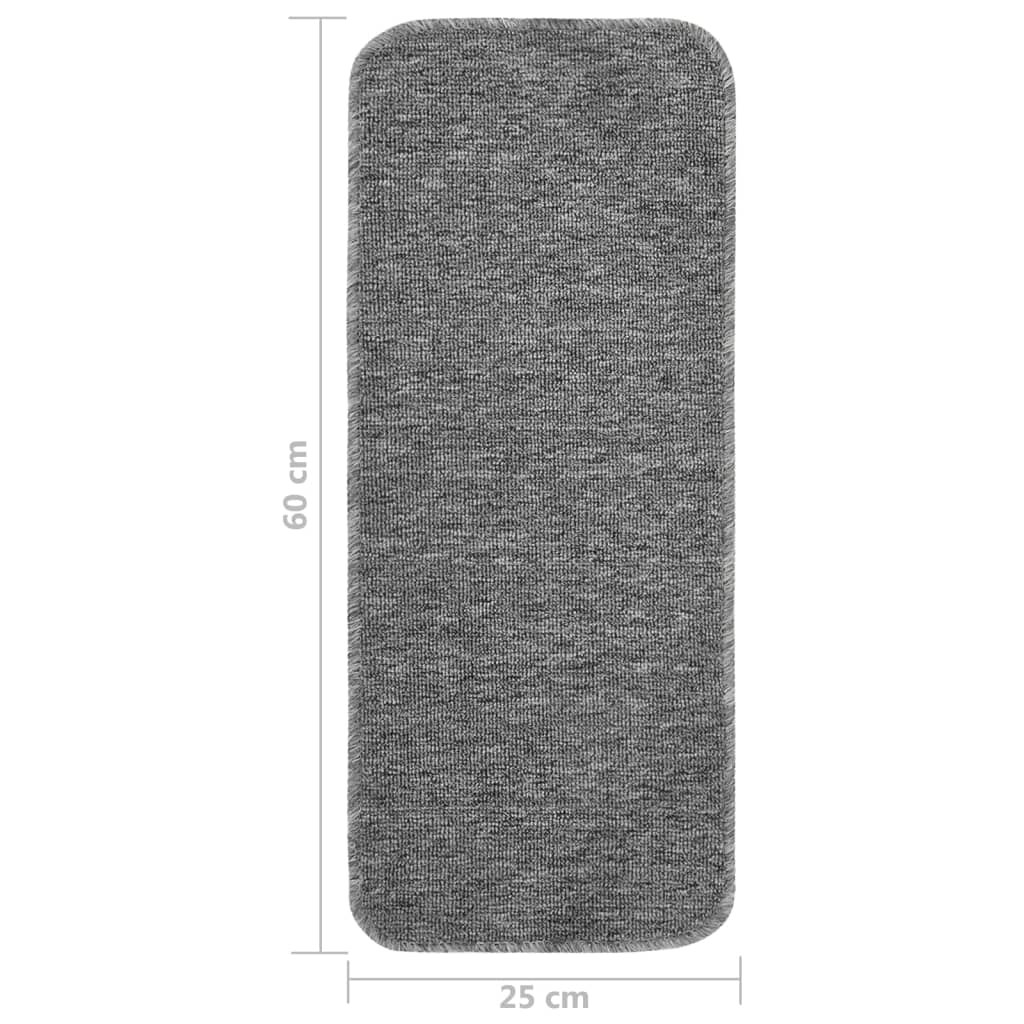 Treppenstufenmatten 15 Stk. 60x25 cm Grau Anti-Rutsch