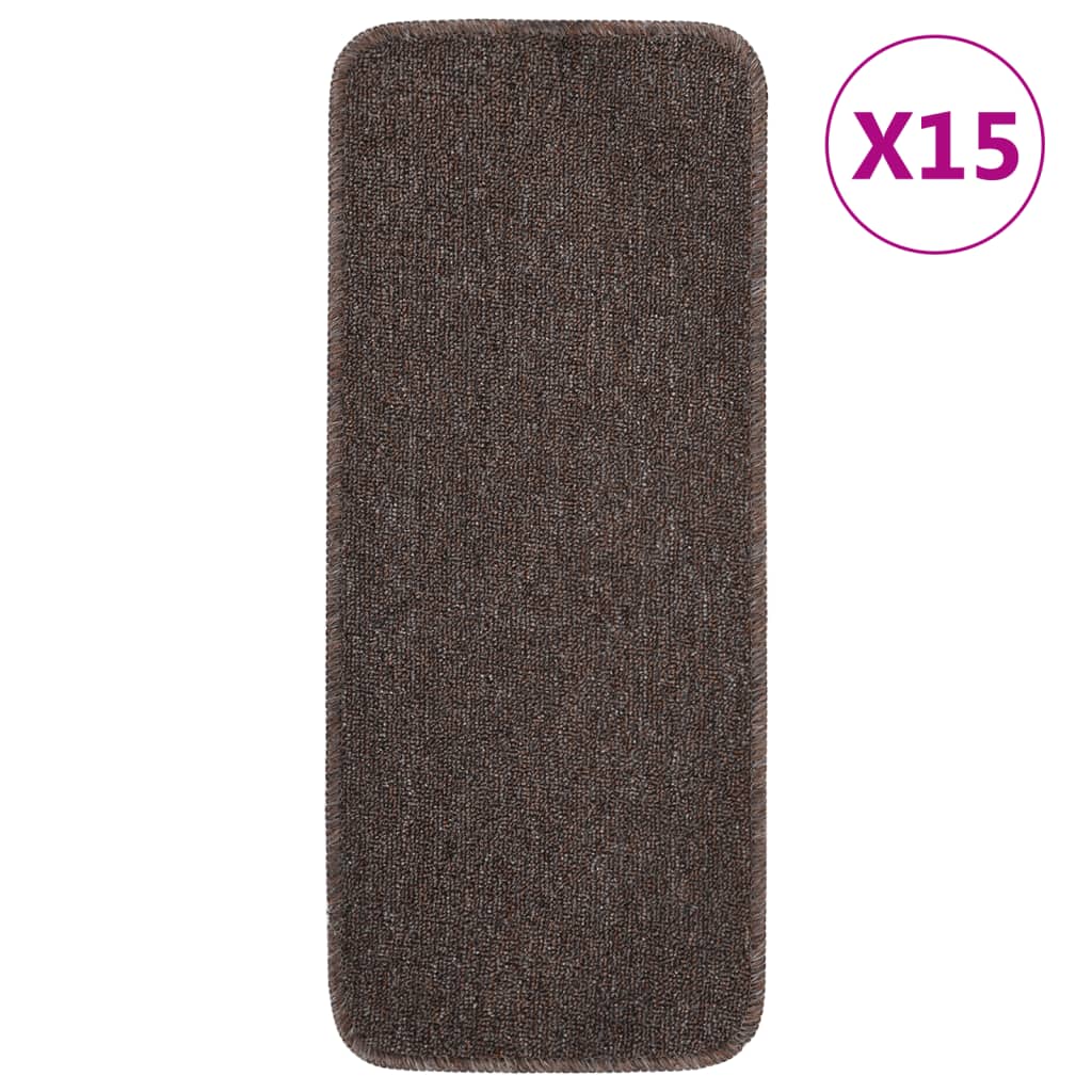 Treppenstufenmatten 15 Stk. 60x25 cm Braun Anti-Rutsch