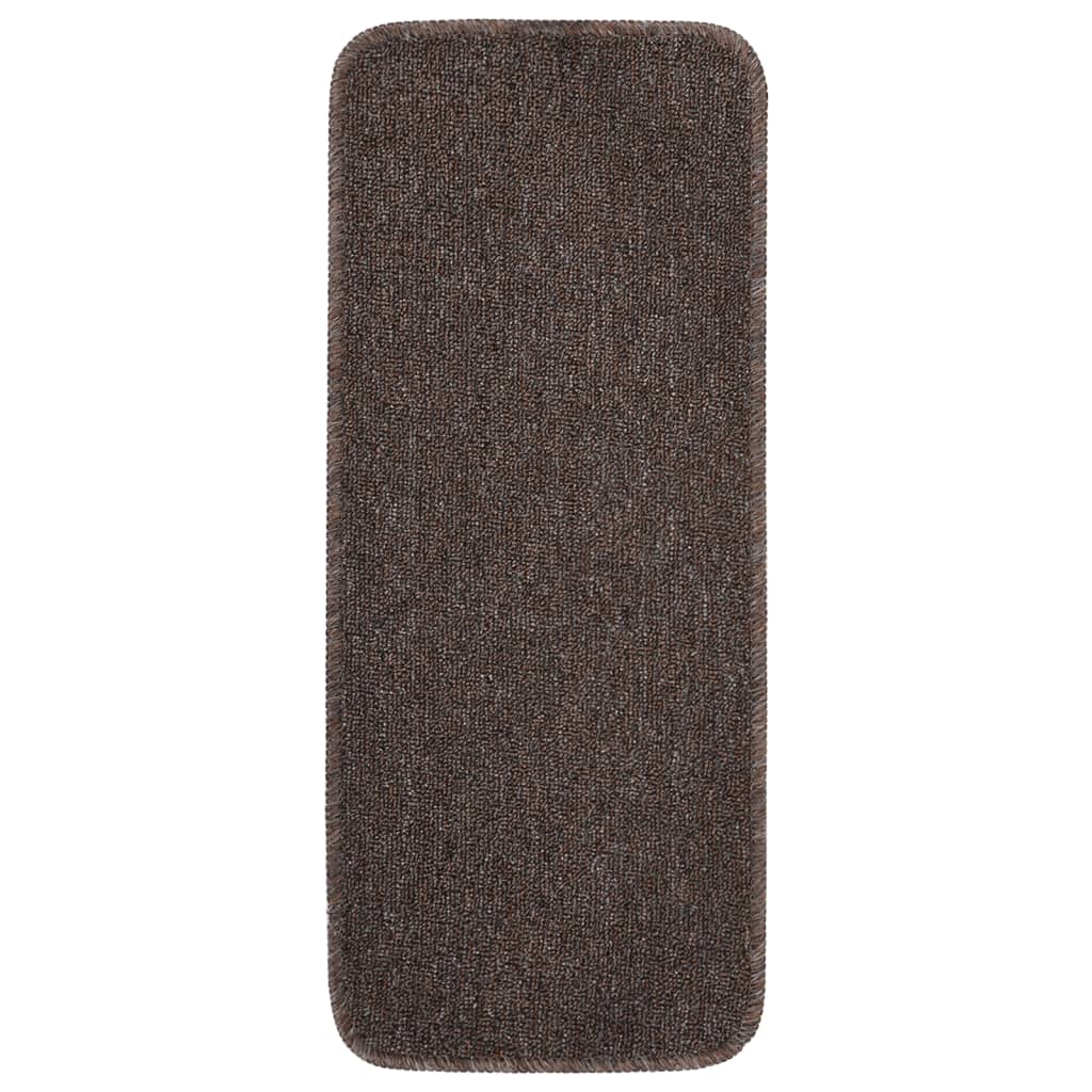 Treppenstufenmatten 15 Stk. 60x25 cm Braun Anti-Rutsch