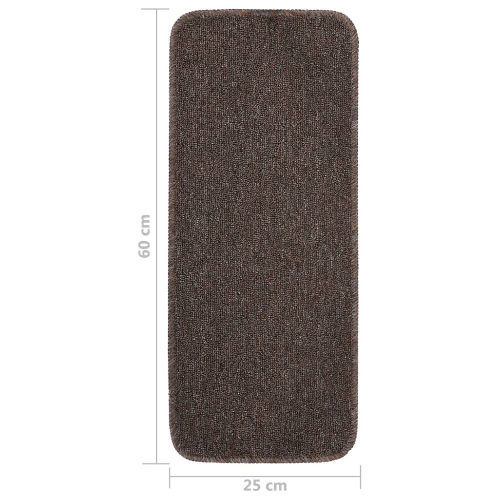 Treppenstufenmatten 15 Stk. 60x25 cm Braun Anti-Rutsch