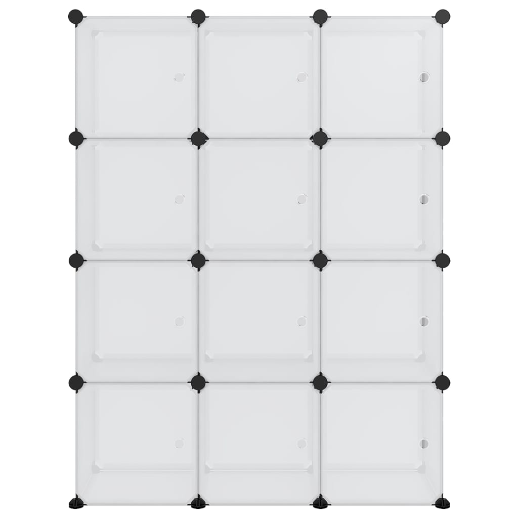Regalsystem mit 12 Würfeln und Türen Transparent PP