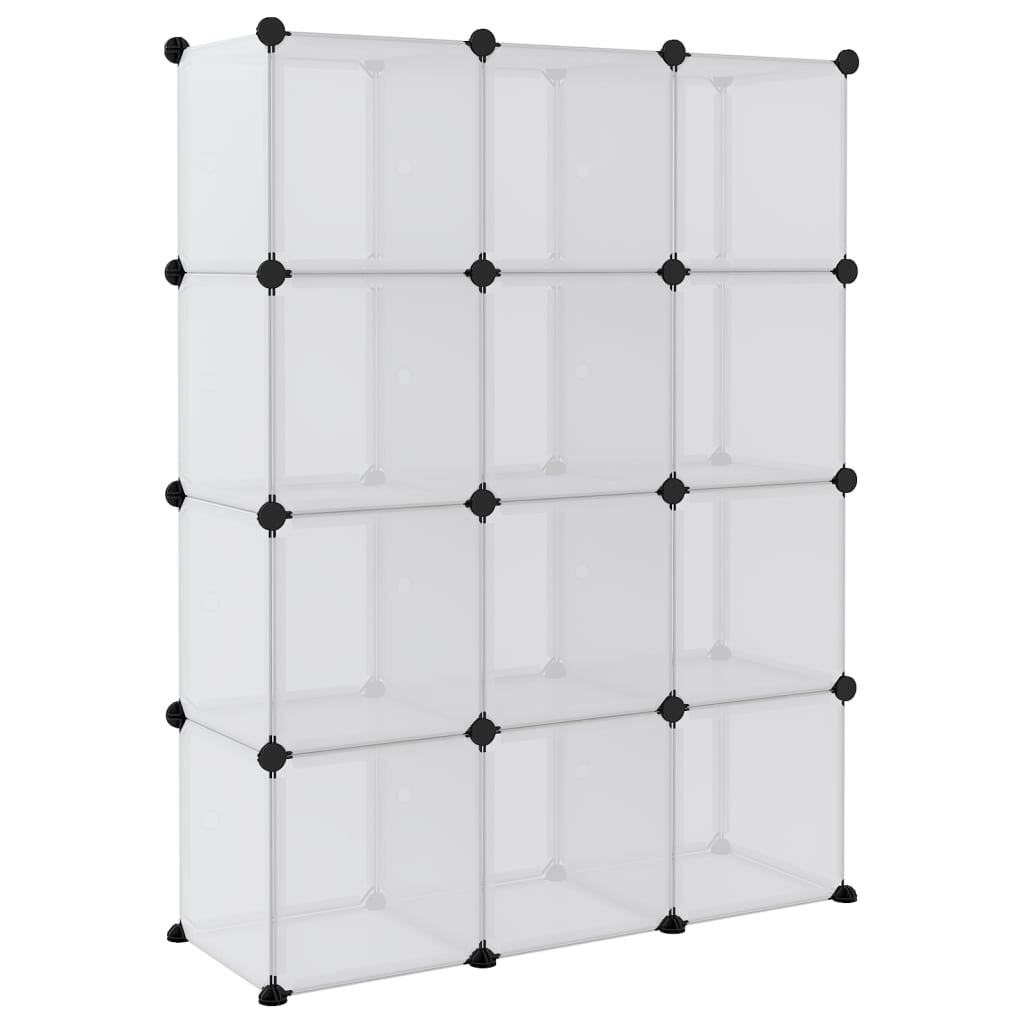 Regalsystem mit 12 Würfeln und Türen Transparent PP