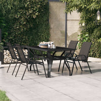 Thumbnail for Gartentisch Schwarz 140x70x70 cm Stahl und Glas