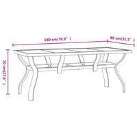 Thumbnail for Gartentisch Schwarz 180x80x70 cm Stahl und Glas