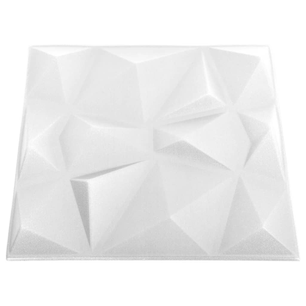 3D-Wandpaneele 48 Stk. 50x50 cm Diamantweiß 12 m²