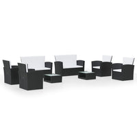 Thumbnail for 8-tlg. Garten-Lounge-Set mit Auflagen Poly Rattan Schwarz