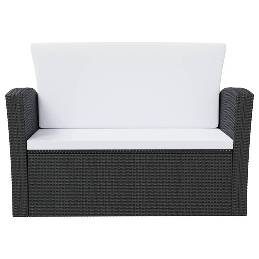 8-tlg. Garten-Lounge-Set mit Auflagen Poly Rattan Schwarz