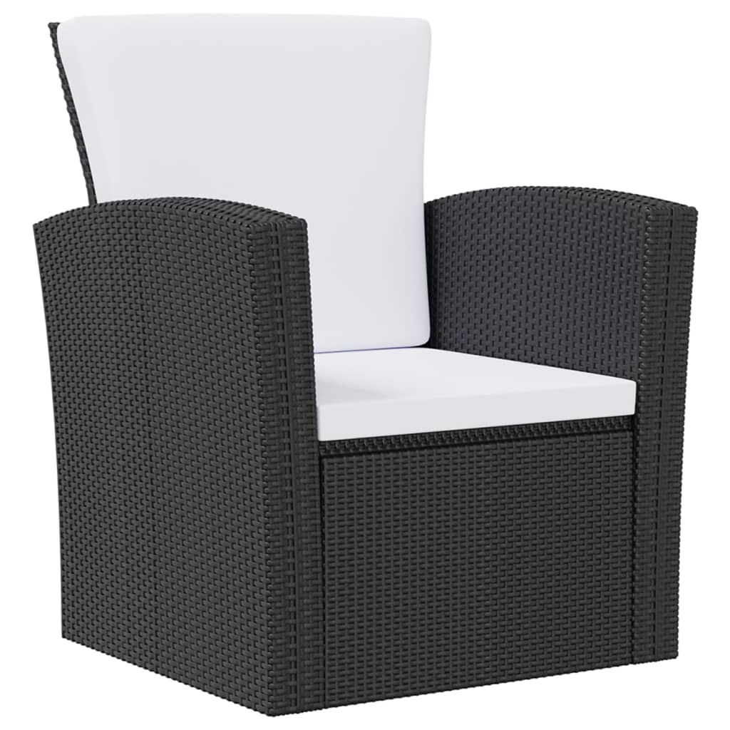 8-tlg. Garten-Lounge-Set mit Auflagen Poly Rattan Schwarz