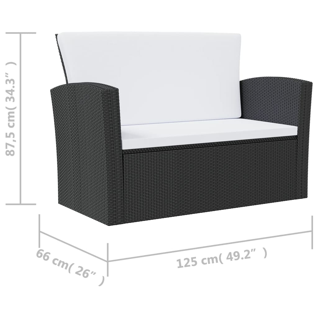 8-tlg. Garten-Lounge-Set mit Auflagen Poly Rattan Schwarz