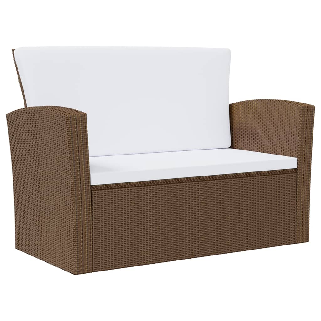 16-tlg. Garten-Lounge-Set mit Auflagen Poly Rattan Braun