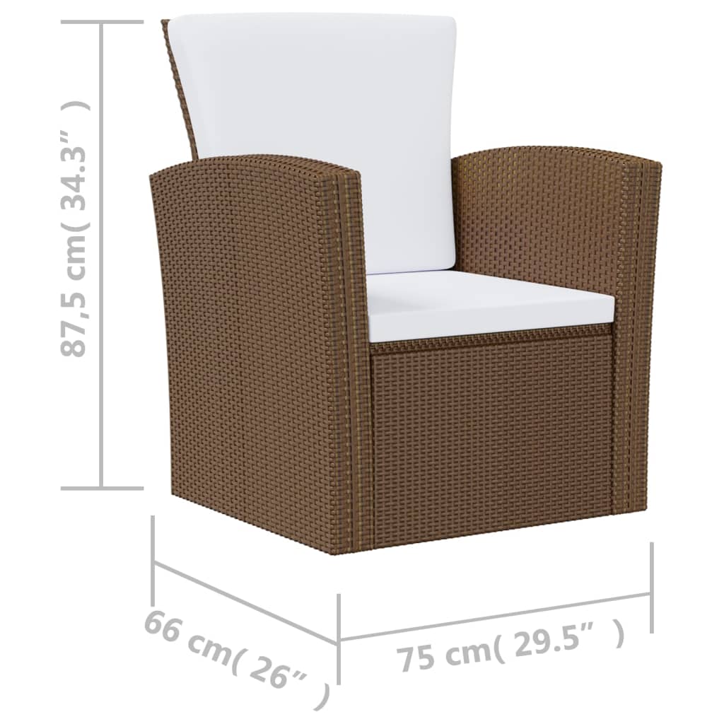 16-tlg. Garten-Lounge-Set mit Auflagen Poly Rattan Braun