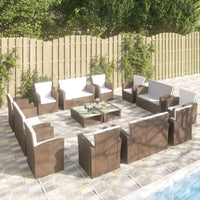 Thumbnail for 16-tlg. Garten-Lounge-Set mit Auflagen Poly Rattan Braun