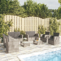 Thumbnail for 8-tlg. Garten-Lounge-Set mit Auflagen Poly Rattan Grau