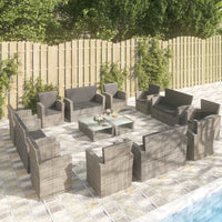 Thumbnail for 16-tlg. Garten-Lounge-Set mit Auflagen Poly Rattan Grau