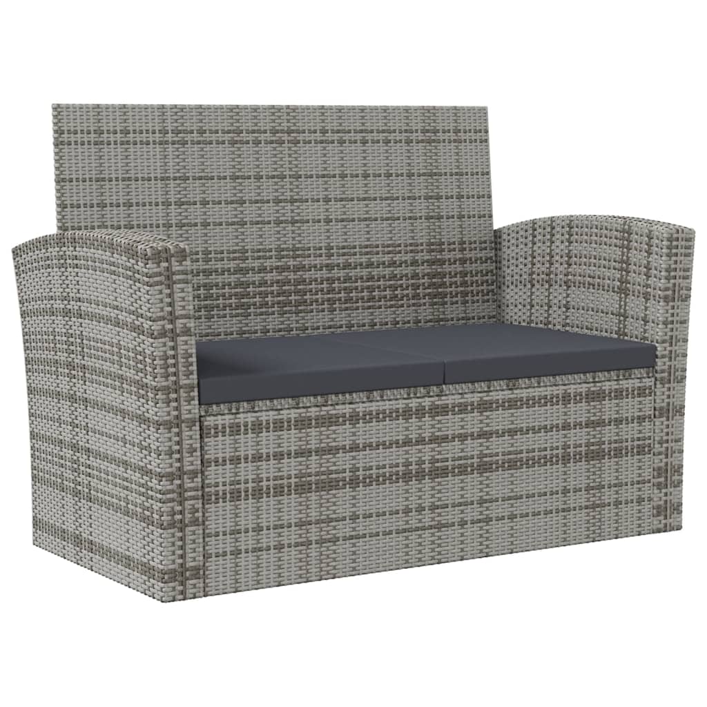 16-tlg. Garten-Lounge-Set mit Auflagen Poly Rattan Grau