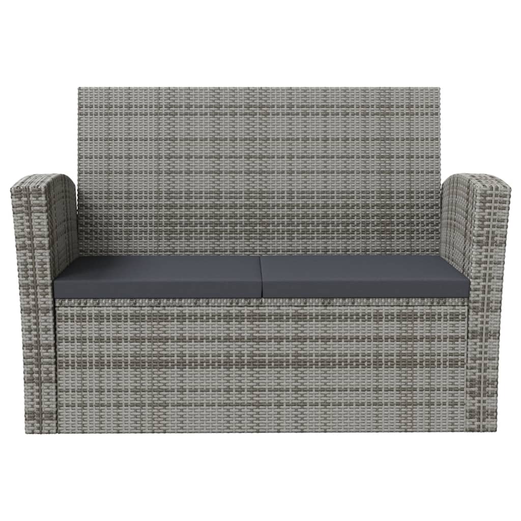 16-tlg. Garten-Lounge-Set mit Auflagen Poly Rattan Grau