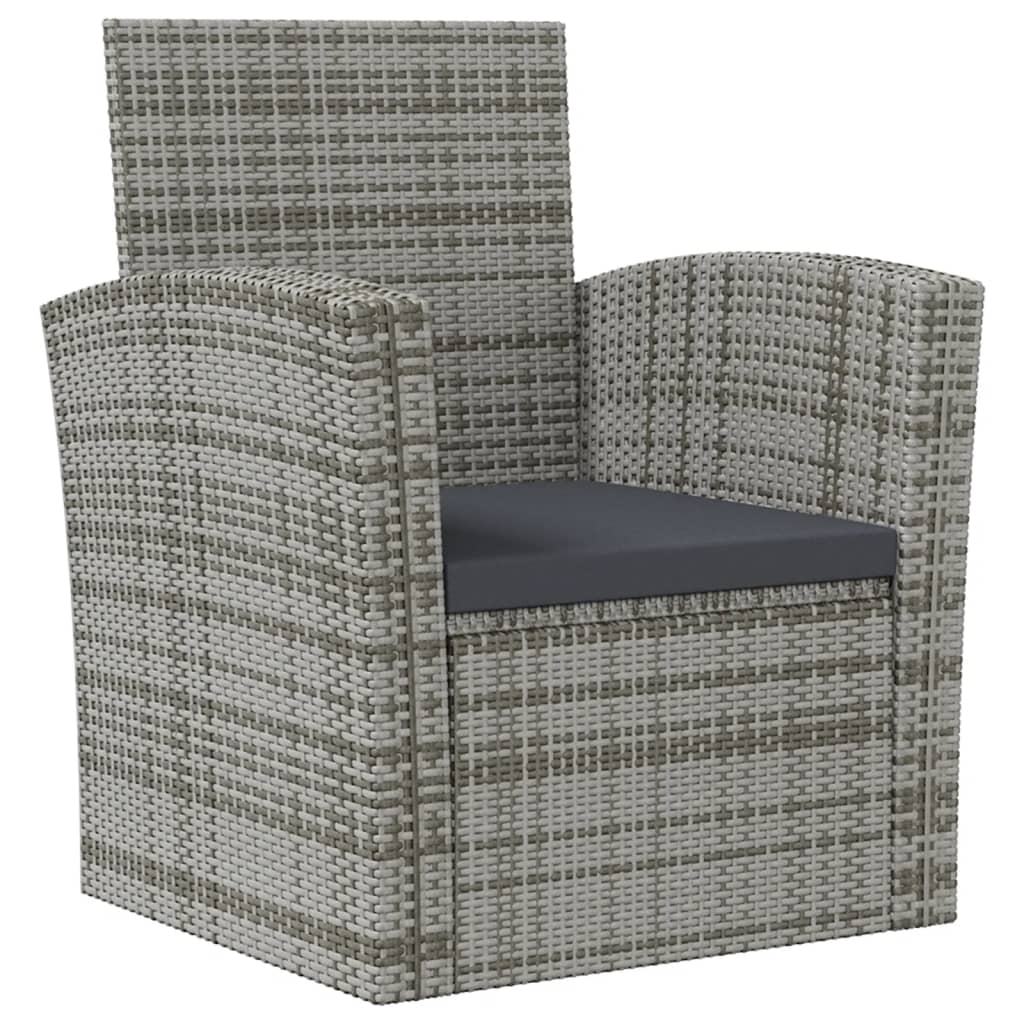 16-tlg. Garten-Lounge-Set mit Auflagen Poly Rattan Grau