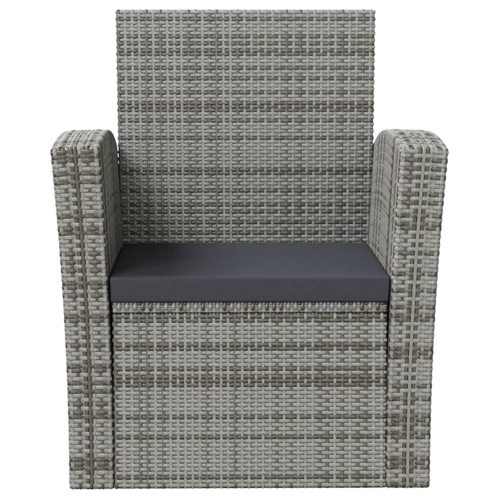 16-tlg. Garten-Lounge-Set mit Auflagen Poly Rattan Grau