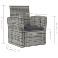 Thumbnail for 16-tlg. Garten-Lounge-Set mit Auflagen Poly Rattan Grau