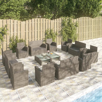 Thumbnail for 16-tlg. Garten-Lounge-Set mit Auflagen Poly Rattan Grau