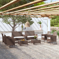 Thumbnail for 8-tlg. Garten-Lounge-Set mit Auflagen Poly Rattan Braun