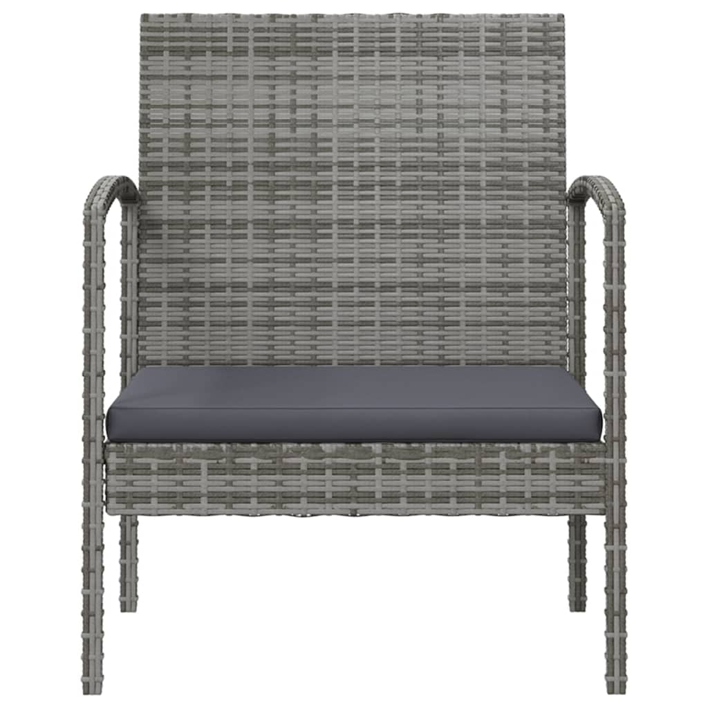 16-tlg. Garten-Lounge-Set mit Auflagen Poly Rattan Grau