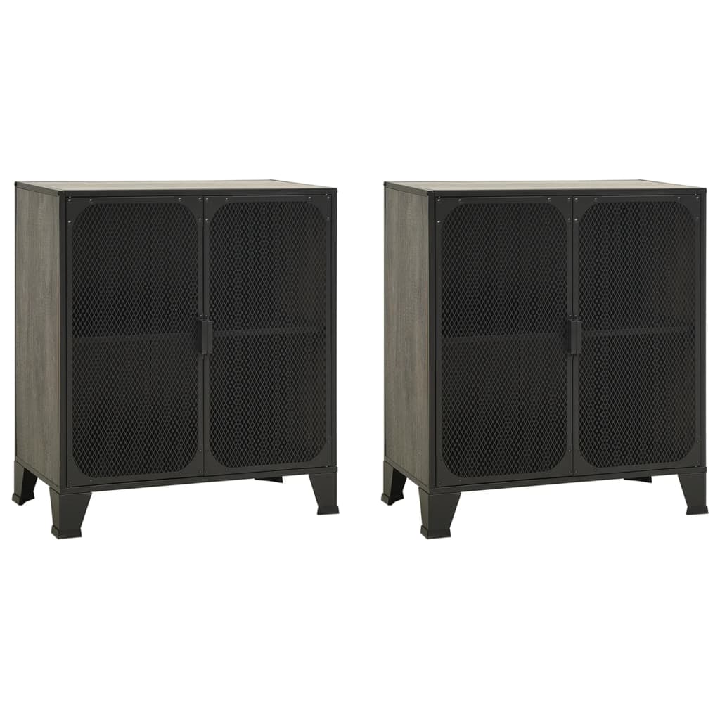 Aufbewahrungsschränke 2 Stk. Grau 72x36x82 cm Metall und MDF
