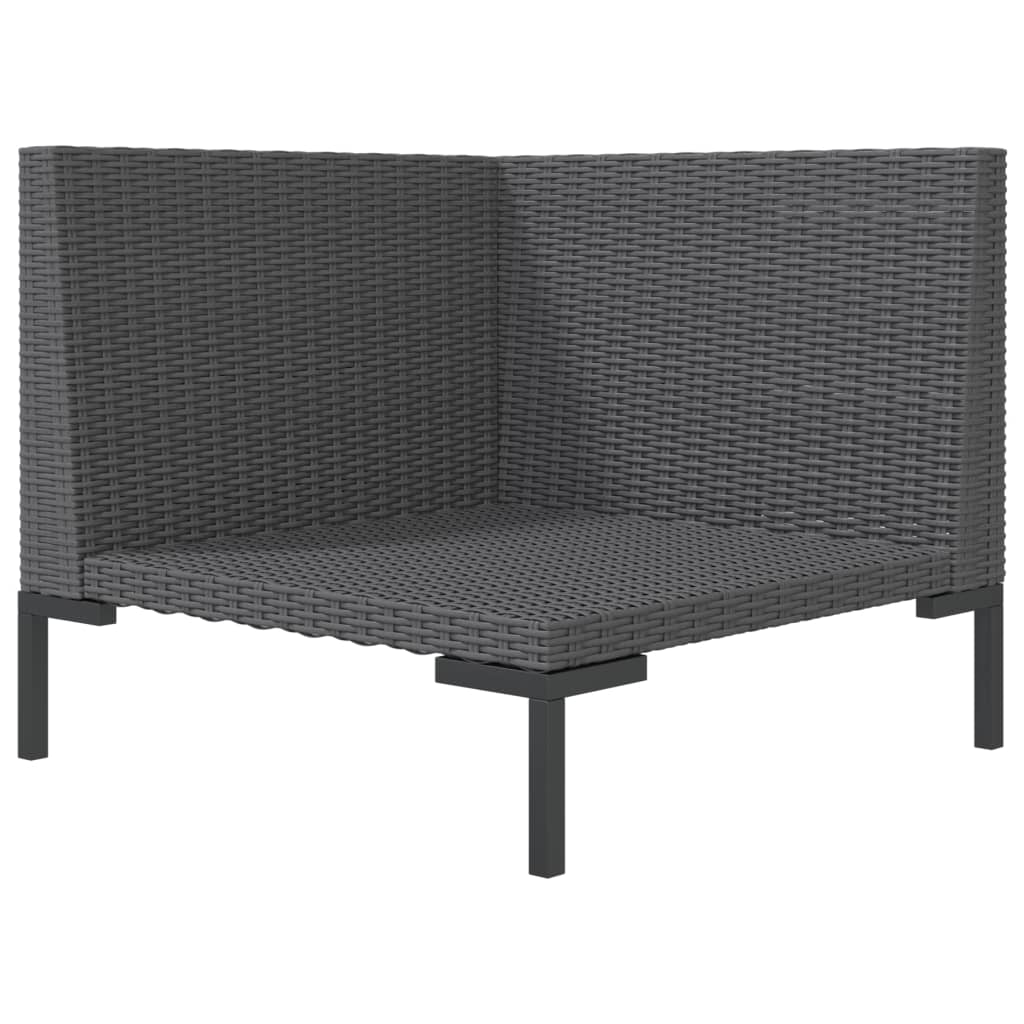 Gartensofa mit Kissen Halbrundes Poly Rattan