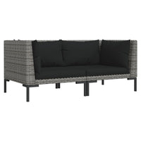 Thumbnail for Gartensofas 2 Stk. mit Kissen Halbrundes Poly Rattan