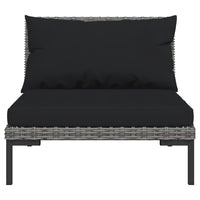 Thumbnail for 3-tlg. Garten-Lounge-Set Dunkelgrau Halbrundes Poly Rattan