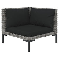 Thumbnail for 3-tlg. Garten-Lounge-Set Dunkelgrau Halbrundes Poly Rattan