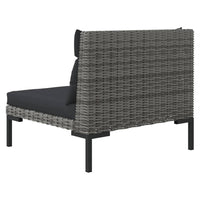 Thumbnail for 3-tlg. Garten-Lounge-Set Dunkelgrau Halbrundes Poly Rattan