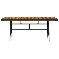 Thumbnail for Gartentisch Schwarz 160x70x72cm Poly Rattan & Massivholz Akazie