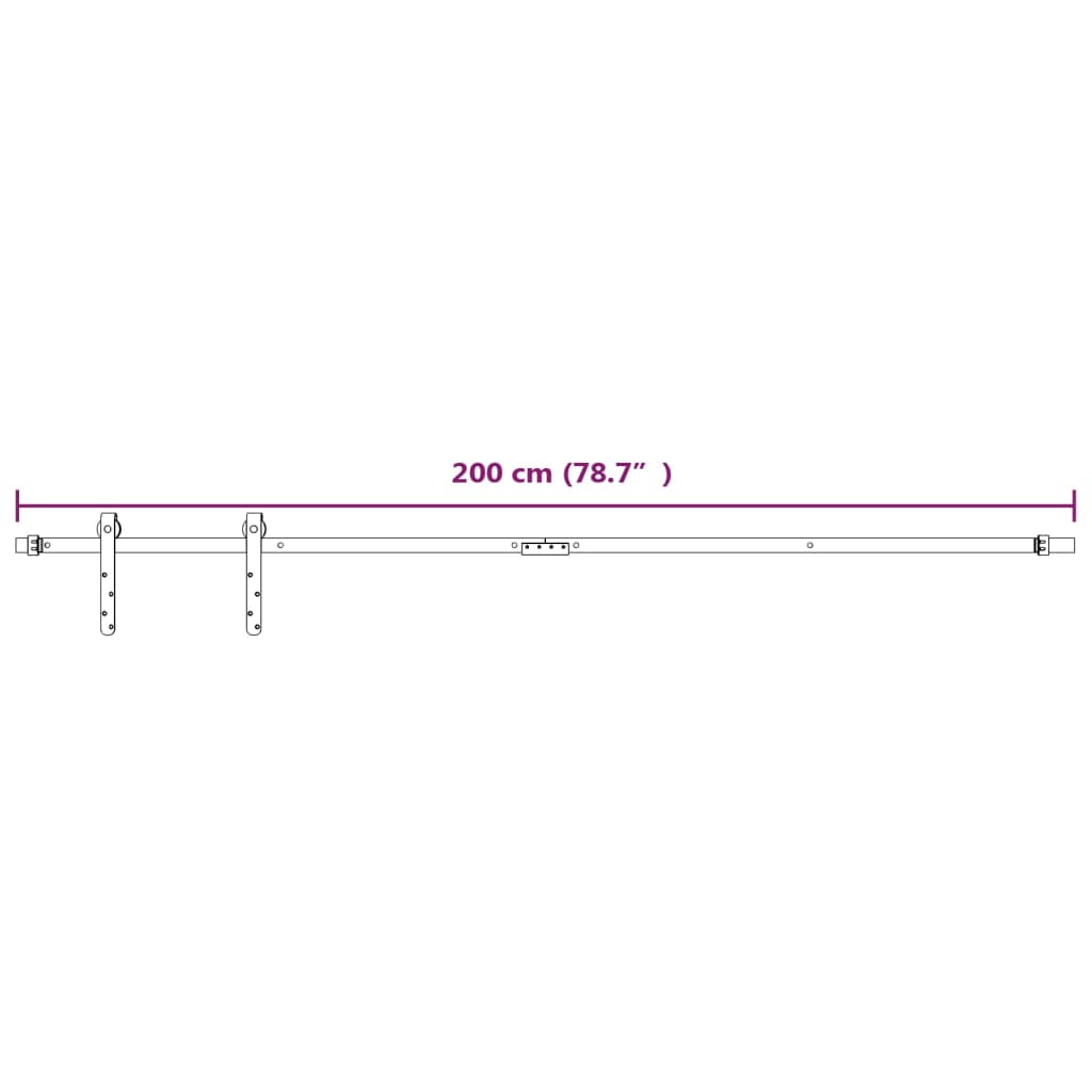 Schiebetürbeschlag Kohlenstoffstahl Weiß 200 cm