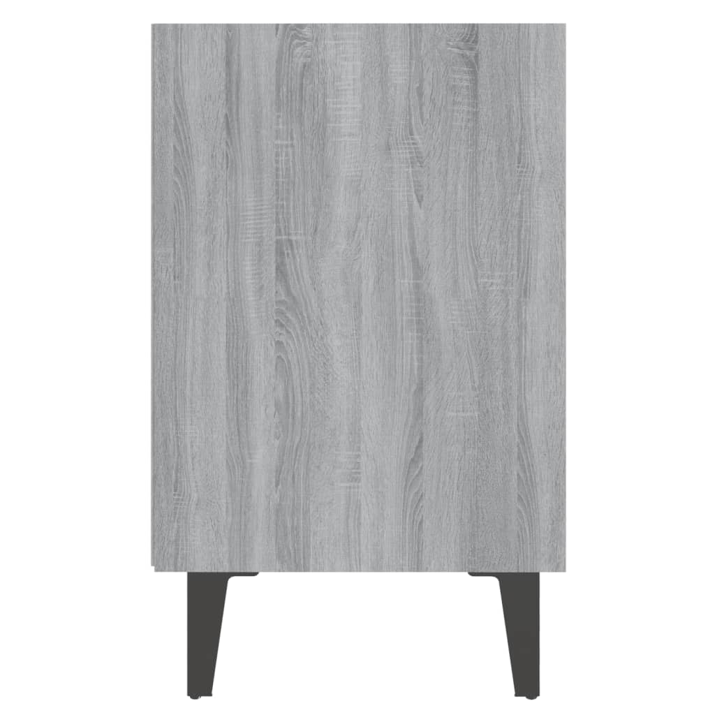 Nachttische mit Metallbeinen 2 Stk. Grau Sonoma 40x30x50 cm