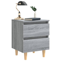 Thumbnail for Nachttisch mit Massivholz-Beinen Grau Sonoma 40x35x50 cm