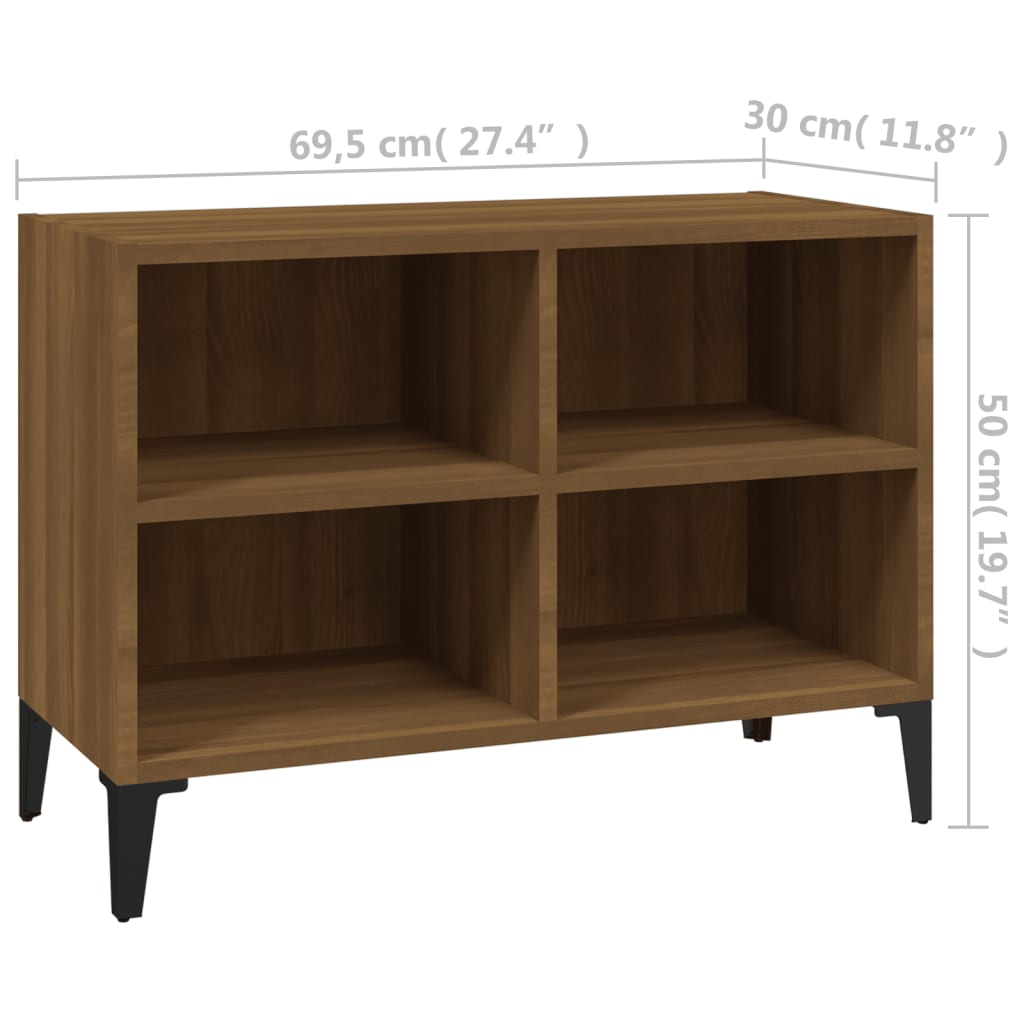TV-Schrank mit Metallbeinen Braun Eichen-Optik 69,5x30x50 cm