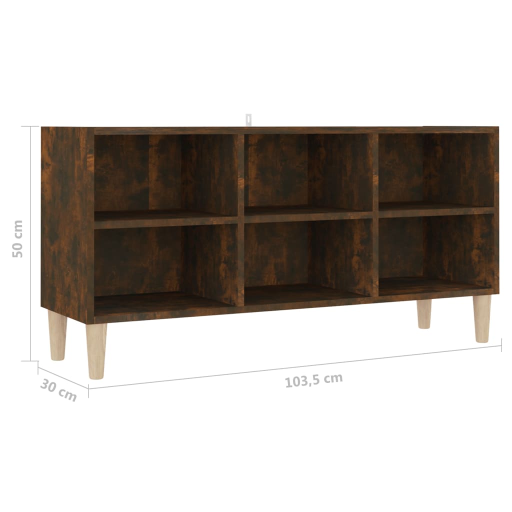 TV-Schrank mit Massivholz-Beinen Räuchereiche 103,5x30x50 cm