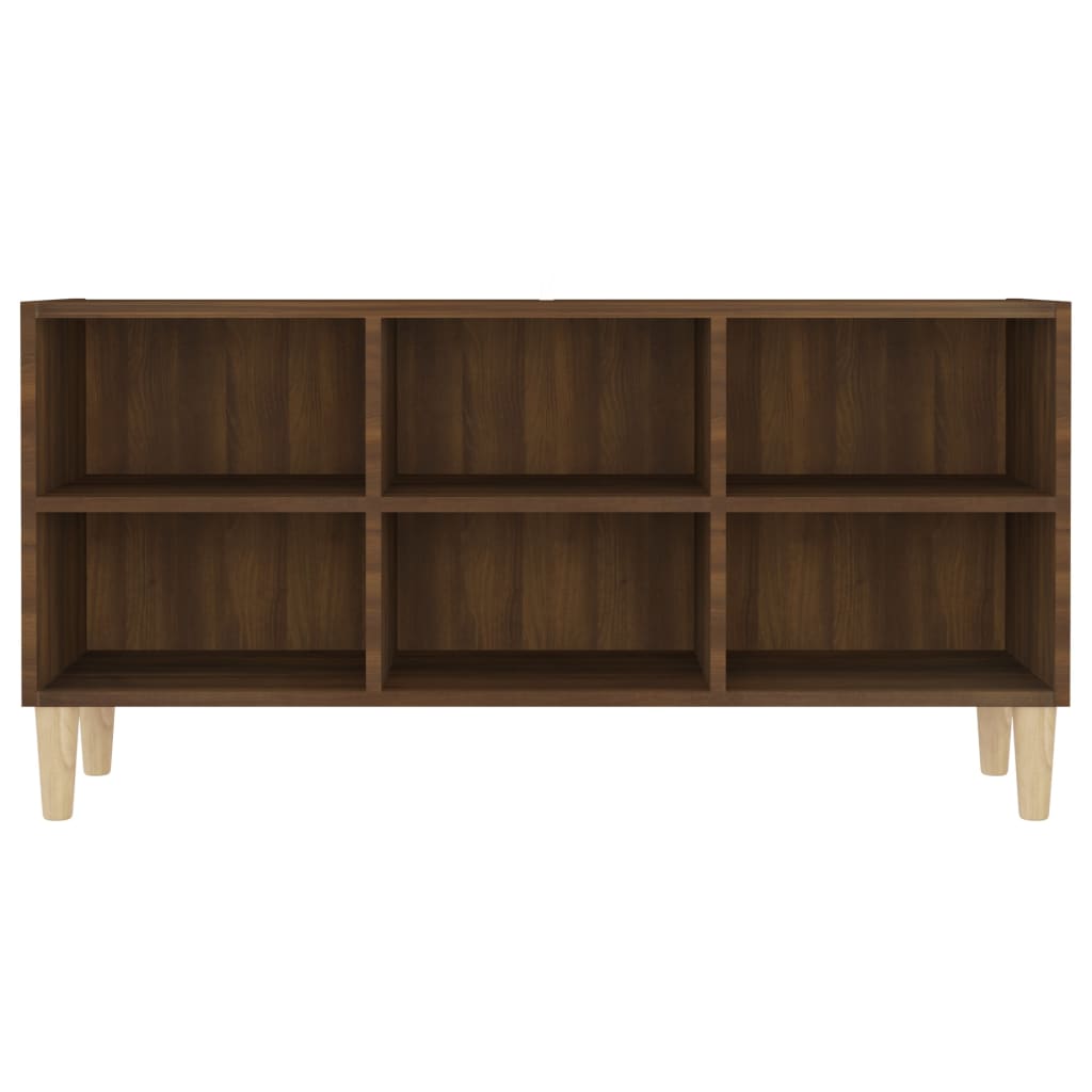 TV-Schrank Massivholz-Beine Braun Eichenoptik 103,5x30x50 cm