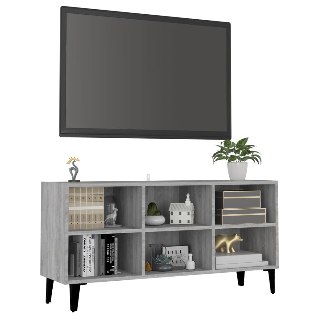 TV-Schrank mit Metallbeinen Grau Sonoma 103,5x30x50 cm